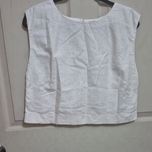 Abercrombie & Fitch White Linen Scoop Neck Tank